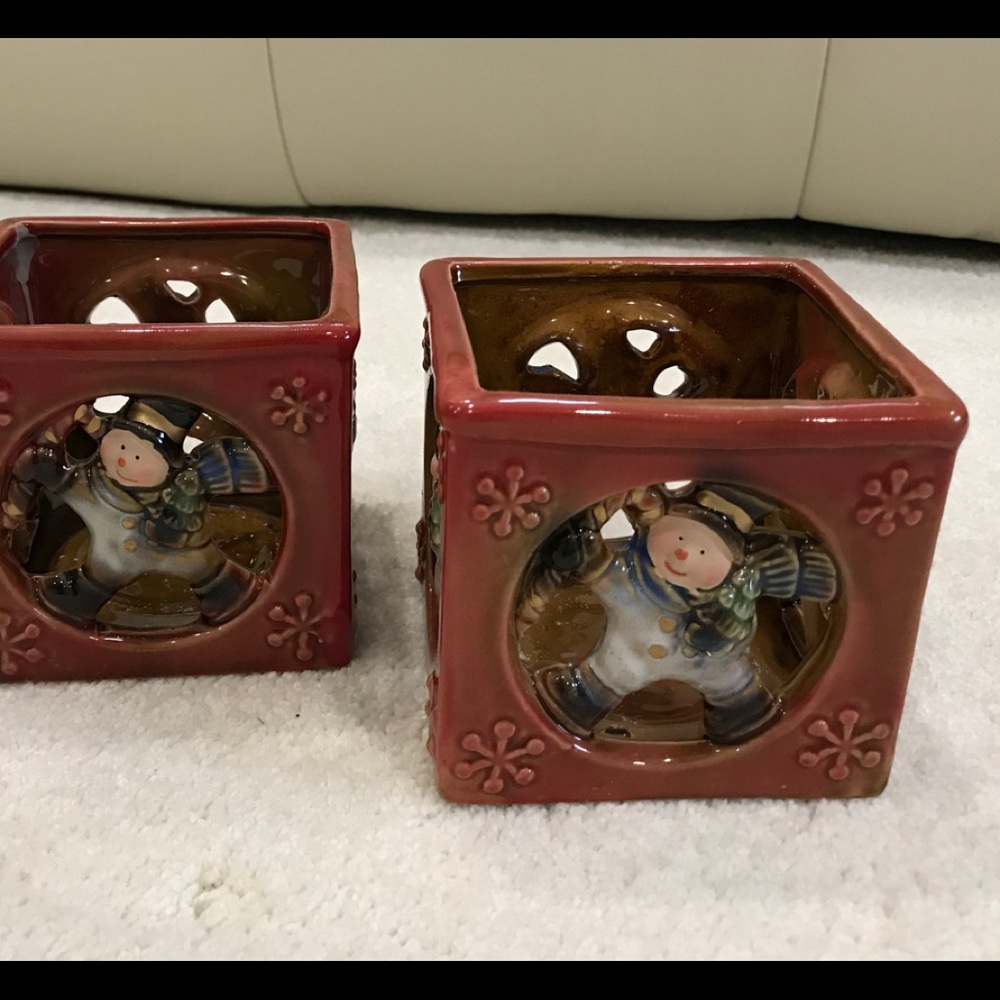 Snowmen Votive Candle Holders Christmas